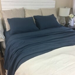Navy Linen Duvet Cover, Yarn Dyed Deep Blue Bedding, Available in Queen, King, Twin, Full, Or Custom Size - thumbnail 3