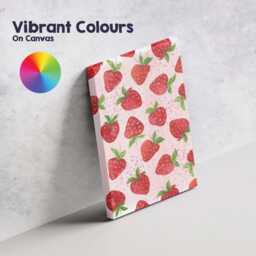 Watercolour Strawberry Repeat Pattern Pink Background Canvas Wall Art Print Decor Picture Ready To Hang - thumbnail 4