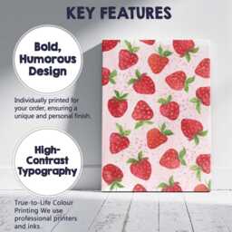 Watercolour Strawberry Repeat Pattern Pink Background Canvas Wall Art Print Decor Picture Ready To Hang - thumbnail 2