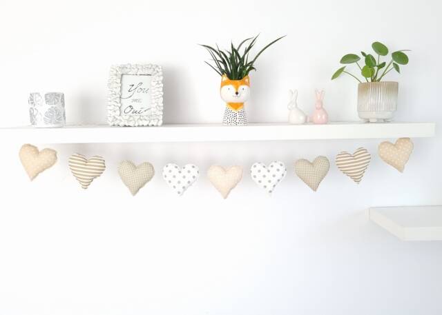 Beige Heart Garland Boho Nursery Decor, Wedding Garland - image 1