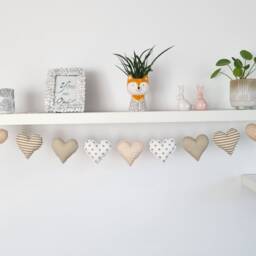 Beige Heart Garland Boho Nursery Decor, Wedding Garland - thumbnail 3