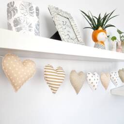 Beige Heart Garland Boho Nursery Decor, Wedding Garland - thumbnail 2
