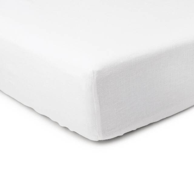 White Linen Fitted Sheet, Deep Pocket, Custom Size - image 1