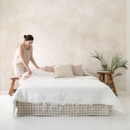 White Linen Fitted Sheet, Deep Pocket, Custom Size - thumbnail 3