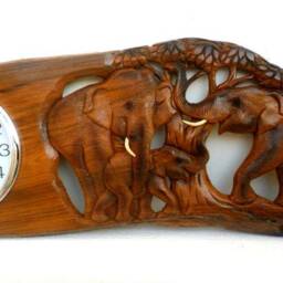 "Wooden Elephant Clock, Figurine, Clock Decor, Sculpture, Wall Hanging Home Decor Gift 45""x15" - thumbnail 3
