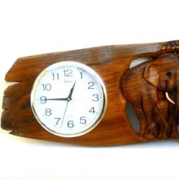 "Wooden Elephant Clock, Figurine, Clock Decor, Sculpture, Wall Hanging Home Decor Gift 45""x15" - thumbnail 2