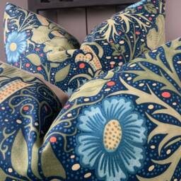 William Morris Luxury Designer Seaweed Colbalt Blue Vintage Cushion Pillow Sofa Cover - thumbnail 2