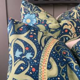 William Morris Luxury Designer Seaweed Colbalt Blue Vintage Cushion Pillow Sofa Cover - thumbnail 4