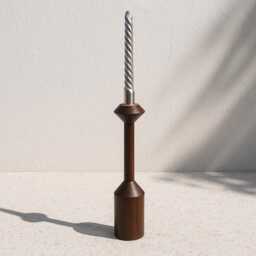 Dark Wood Candle Holder Set Farmhouse Style Home Decor - thumbnail 2