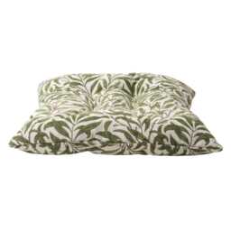 "Willow Branch Tapestry Quilted Seat Pad in Green. Luxury Dining Chair With Ties. Deep-Filled & Supersoft. 16X16"" X 3" - thumbnail 2