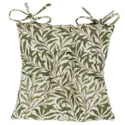 "Willow Branch Tapestry Quilted Seat Pad in Green. Luxury Dining Chair With Ties. Deep-Filled & Supersoft. 16X16"" X 3" - thumbnail 3