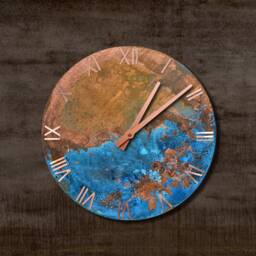 Wall Clock Large With Numerals. Copper Roman Round Art. Patinated Copper. Patina - thumbnail 4