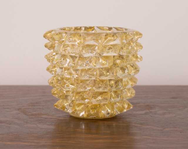Luxury Gift Idea From Italy Small Murano Glass Vase Rostrato With Gold Leaf, Artistic Workmanship Handmade Made in Italy Height 12 cm - image 1