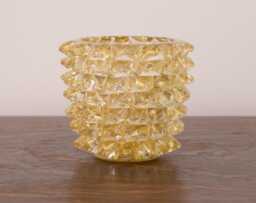 Luxury Gift Idea From Italy Small Murano Glass Vase Rostrato With Gold Leaf, Artistic Workmanship Handmade Made in Italy Height 12 cm - thumbnail 1