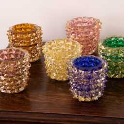 Luxury Gift Idea From Italy Small Murano Glass Vase Rostrato With Gold Leaf, Artistic Workmanship Handmade Made in Italy Height 12 cm - thumbnail 2