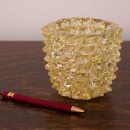 Luxury Gift Idea From Italy Small Murano Glass Vase Rostrato With Gold Leaf, Artistic Workmanship Handmade Made in Italy Height 12 cm - thumbnail 3