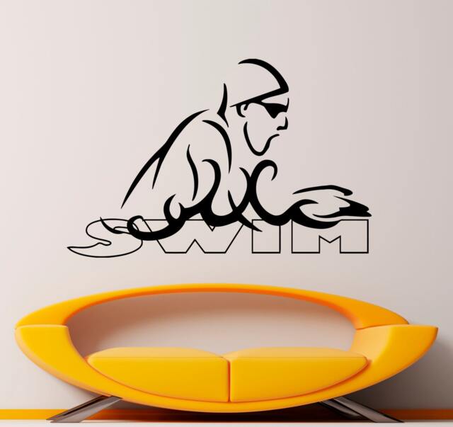 Swimming Wall Decal Vinyl Stickers Water Sports Art Interior Bedroom Removable Home Decor - 4Swm - image 1