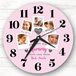 Time With Mummy Photos Pink Personalised Gift Clock - thumbnail 1