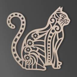 Wooden Tribal Cat Wall Art Unfinished Mdf Decor - thumbnail 2