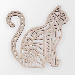 Wooden Tribal Cat Wall Art Unfinished Mdf Decor - thumbnail 3