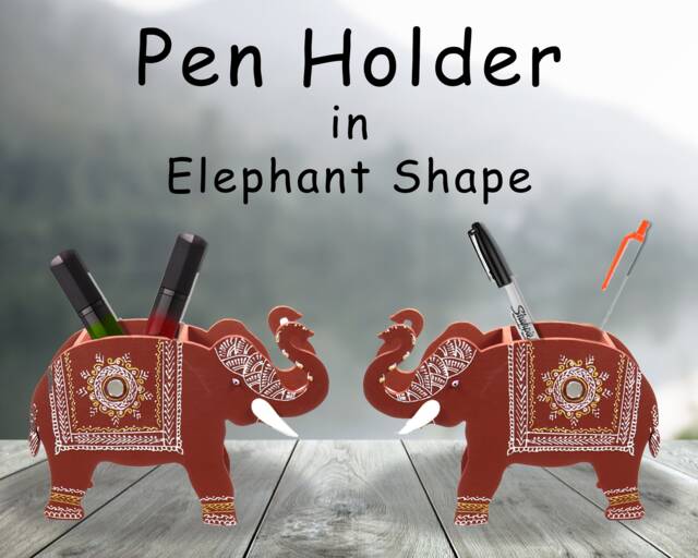 Pen/Pencil Holder - Pen Stand Brush Elephant Desk Organiser Pencil Wooden #gift #penrest #deskorganizer - image 1