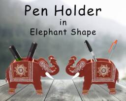 Pen/Pencil Holder - Pen Stand Brush Elephant Desk Organiser Pencil Wooden #gift #penrest #deskorganizer - thumbnail 1