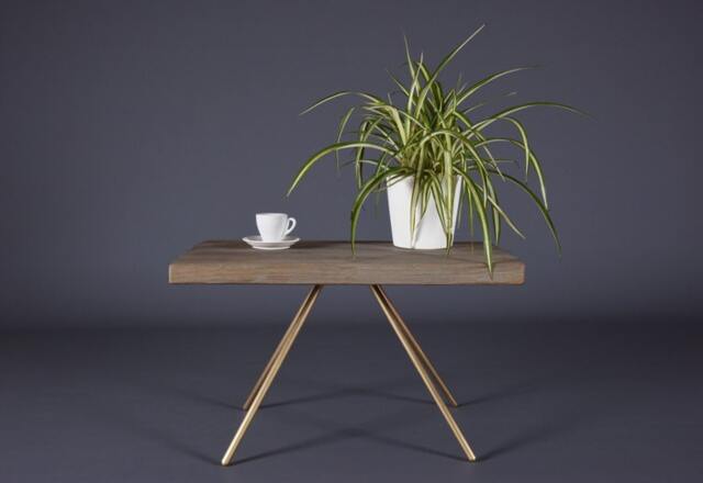 Mid Century Mud Color Wooden Bedside Table - image 1