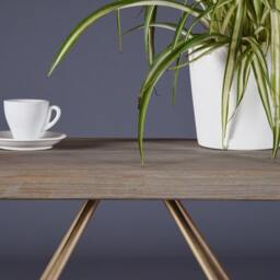 Mid Century Mud Color Wooden Bedside Table - thumbnail 3