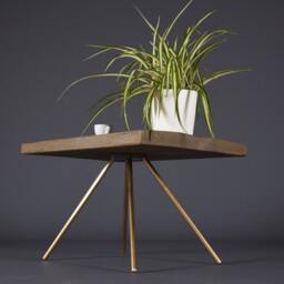 Mid Century Mud Color Wooden Bedside Table - thumbnail 2