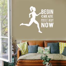 Wall Vinyl Decal Quotes Inspirational Words Perfect Body Sports Fitness Work Out Bodybuilding Gym Home Decor - #1071Di - thumbnail 2