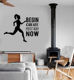 Wall Vinyl Decal Quotes Inspirational Words Perfect Body Sports Fitness Work Out Bodybuilding Gym Home Decor - #1071Di - thumbnail 1