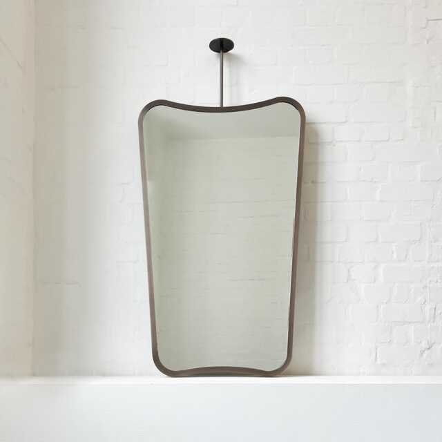 Art Deco Inspired Ceiling Hanging Suspended Mirror With Bronze Patina Frame - Vintage N.2 - image 1