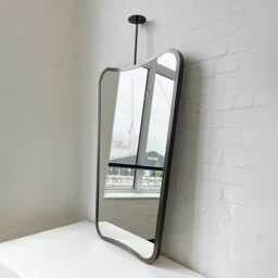 Art Deco Inspired Ceiling Hanging Suspended Mirror With Bronze Patina Frame - Vintage N.2 - thumbnail 3