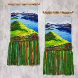 Handwoven Landscape Tapestry Natural Fiber Wall Art - 55x25 cm - thumbnail 3