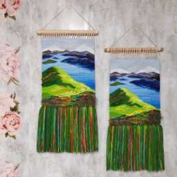 Handwoven Landscape Tapestry Natural Fiber Wall Art - 55x25 cm - thumbnail 2