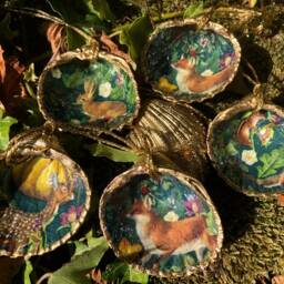 Enchanted Forest Decor Woodland Animal Ornaments Hanging Shell Christmas Decoration Autumn in The Woods Magical Fox Deer Rabbit - thumbnail 4
