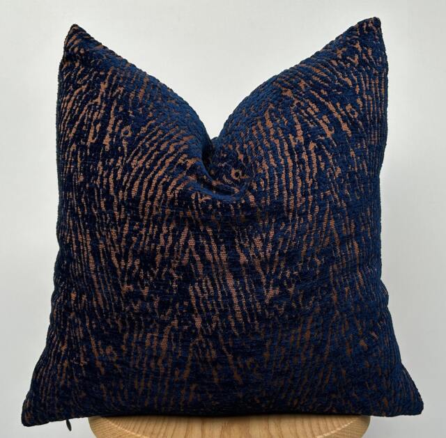 Navy Blue Zebra Textured Pillow Cover, Fall Decor - image 1