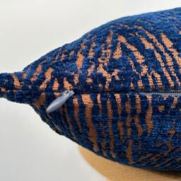 Navy Blue Zebra Textured Pillow Cover, Fall Decor - thumbnail 2