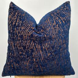 Navy Blue Zebra Textured Pillow Cover, Fall Decor - thumbnail 3