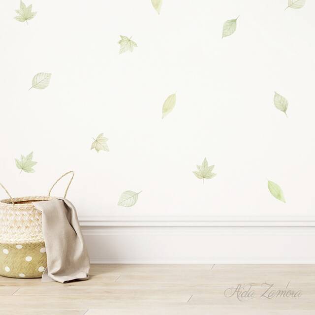 Premium Fabric Wall Decal, Leaves, Nursery Wall Decal, Tree Leaves, Watercolor Leaves Nursery Sticker, Sticker - image 1