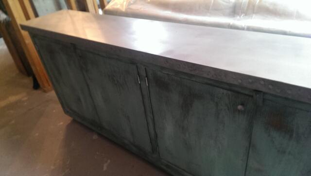 Distressed, Sofa Table Cabinet, Painted Finish Petina - image 1