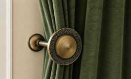 Antique Brass Gold Curtain Tie Backs - Embosed Etched Luna Ties, Decorative Wall Hooks, Pulls Holdbacks, Farmhouse Decor - thumbnail 1