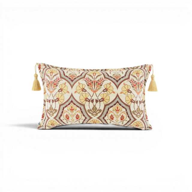 Turkish Pillow Cover 12x20 - Beige Carnation Pattern Decorative Boho Cushion Sofa Accent Case Throw Pillows Lumbar - image 1
