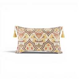 Turkish Pillow Cover 12x20 - Beige Carnation Pattern Decorative Boho Cushion Sofa Accent Case Throw Pillows Lumbar - thumbnail 1