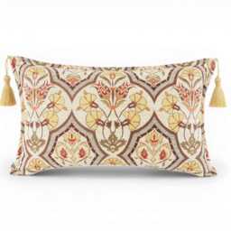 Turkish Pillow Cover 12x20 - Beige Carnation Pattern Decorative Boho Cushion Sofa Accent Case Throw Pillows Lumbar - thumbnail 3