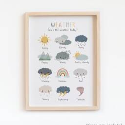 Weather Chart Poster, Educational Print, Montessori Playroom Prints, Scandi Kids Art, Poster - thumbnail 2