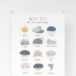 Weather Chart Poster, Educational Print, Montessori Playroom Prints, Scandi Kids Art, Poster - thumbnail 3