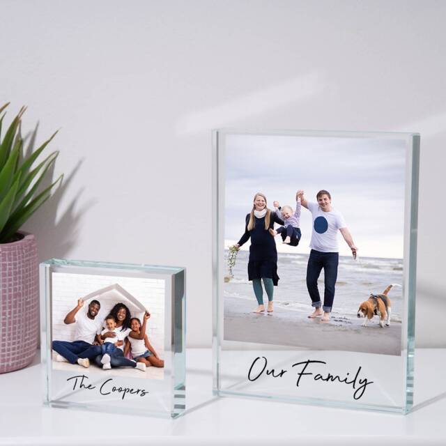 Personalised Photo Glass Block Uv Printed Family Image Message Birthday Christmas Mother's Day Father's Anniversary Keepsake Memories - image 1
