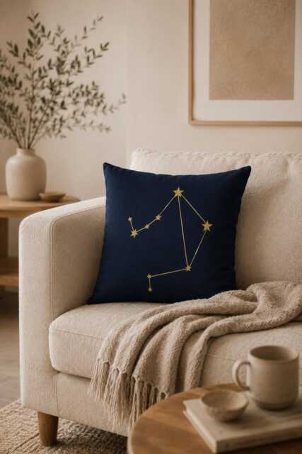 Libra Zodiac Pillow Cover With Insert, Constellation Cushion, Astrology Decor Gift, Celestial Throw 40x40 - image 1
