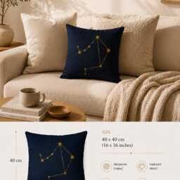 Libra Zodiac Pillow Cover With Insert, Constellation Cushion, Astrology Decor Gift, Celestial Throw 40x40 - thumbnail 3